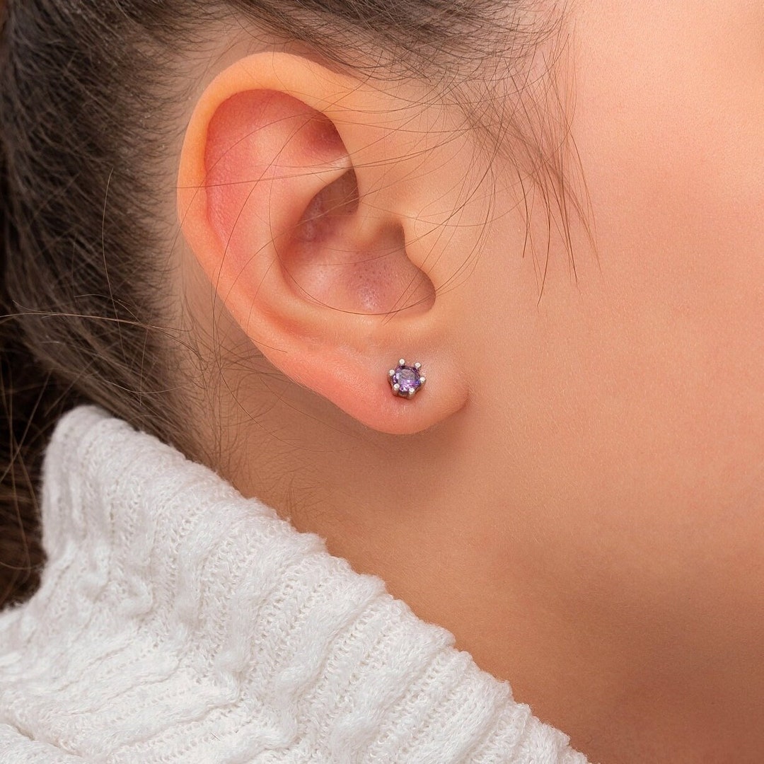 Personalized Birthstone Earrings for Kids Colorful Birthstone Earrings