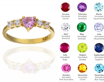 Personalized Kids Birthstone Ring • 925 Sterling Silver | 14K Gold Gemstone Ring