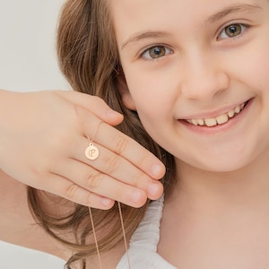 Perfect Gift for Her • Custom Initial Necklace • Personalized Disc Necklace •  Engraved Initial Necklace for Kids • Dainty Necklace