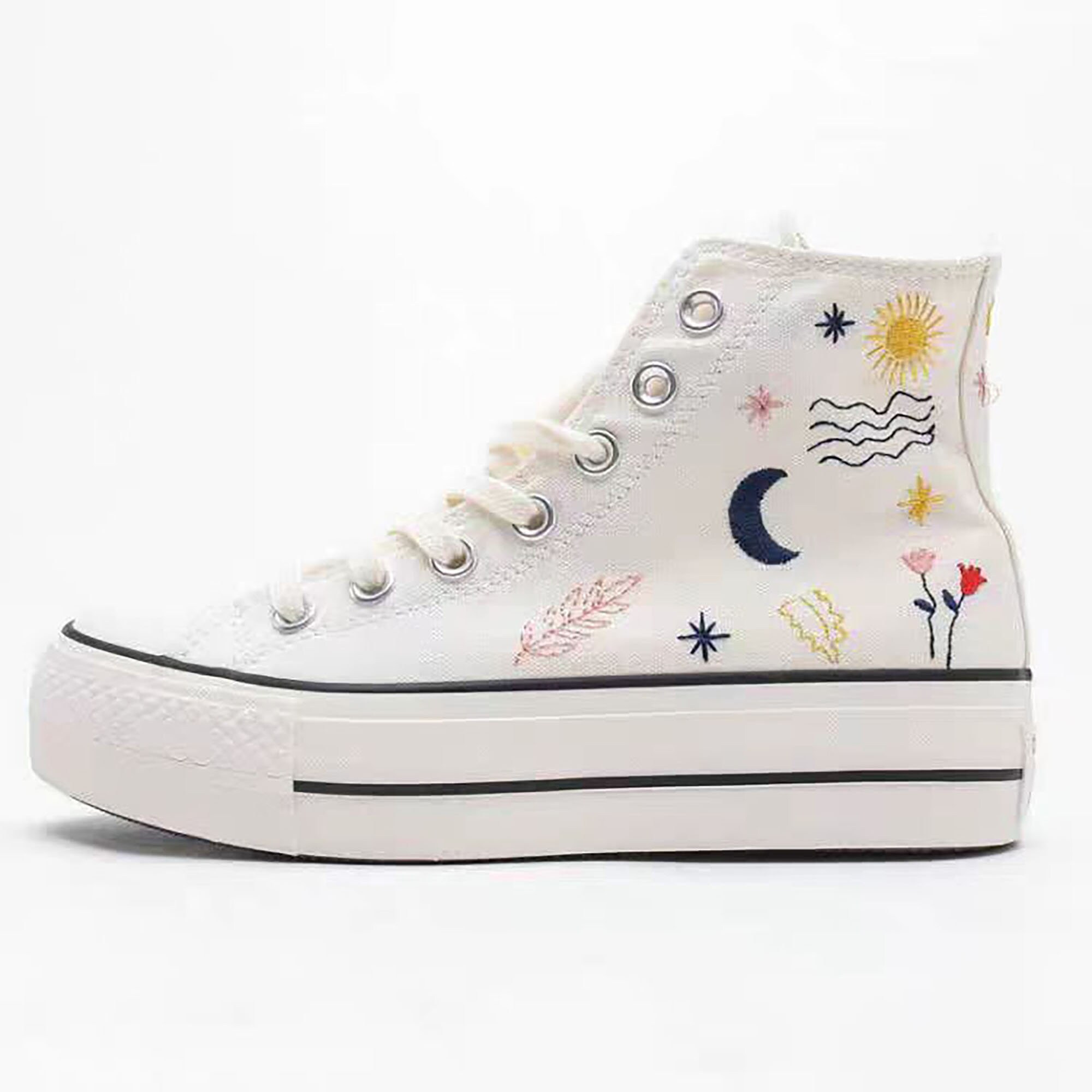 Platform Converse Converse Embroidered Shoes Converse Chuck - Etsy