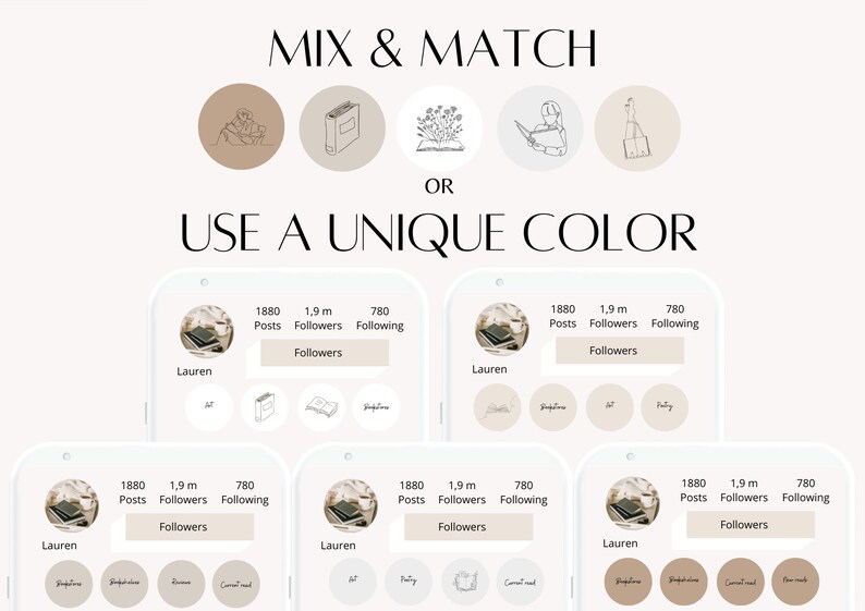 Books Instagram Highlight Covers 30 Books Line Art Etsy