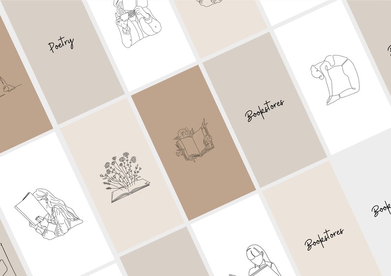 Books Instagram Highlight Covers 30 Books Line Art Etsy