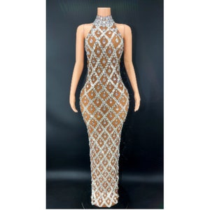 Sparkly Rhinestone Mesh Dress