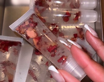 Brown Sugar & Rose Petal Infused Clear Lipgloss Squeeze Tube