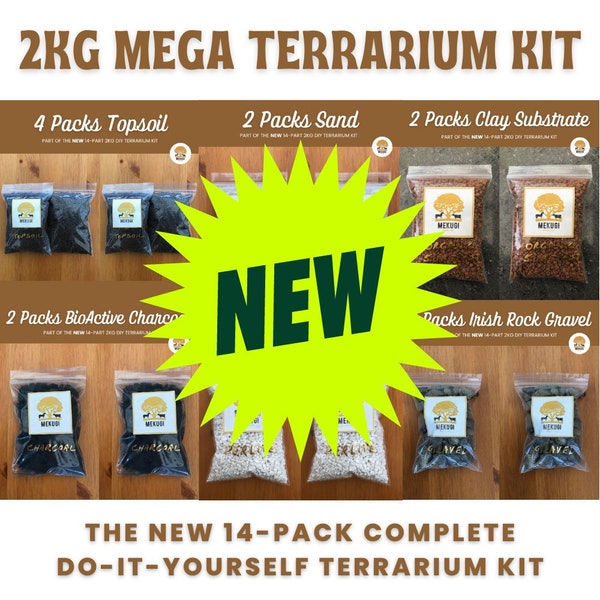 NEW! 2KG DIY Terrarium Kit Essentials • Top Soil • Organic Substrate • Bio Charcoal • Irish Rock Gravel • Perlite • Sand • Terrarium Kit