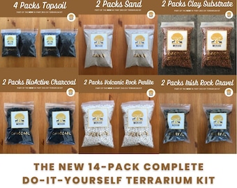 NEW 2KG Terrarium DIY Kit Essentials • Top Soil • Organic Substrate • Bio Charcoal • Irish Rock Gravel • Perlite • Sand • Terrarium Kit