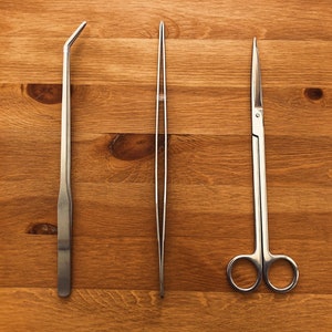 3-Piece Terrarium Tool Kit | 2x Tweezers | Scissors | Stainless Steel Terrarium Tools Aquarium Terrarium | DIY Terrarium Kit