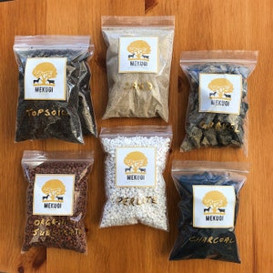 Terrarium Kit Essentials • Top Soil • Organic Substrate • Bio Charcoal • Irish Rock Gravel • Perlite • Sand • DIY Terrarium Kit