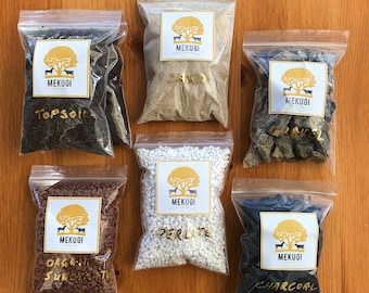 Elementos esenciales del kit de terrario • Tierra superior • Sustrato orgánico • Carbón biológico • Grava de roca irlandesa • Perlita • Arena • Kit de terrario de bricolaje