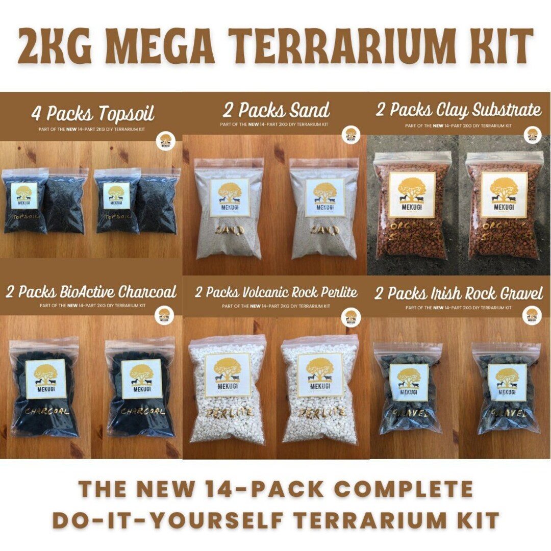 NEW 2KG Terrarium DIY Kit Essentials Top Soil Organic Substrate Bio Charcoal Irish Rock Gravel