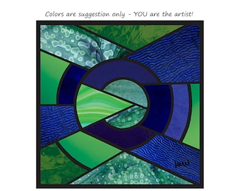 Abstract Stained Glass Pattern: Modern Geometric Design (PDF Download)