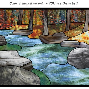 Forest Stream pattern for stained glass, mosaics, quilting, felting, resin art, needlepoint... printable PDF files and instant download.