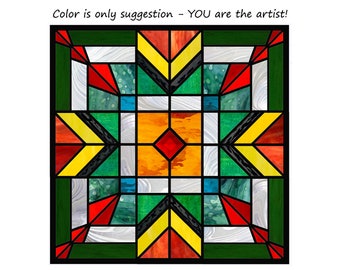 Geometric Stained Glass Pattern: Southwest Modern Design (PDF Download)
