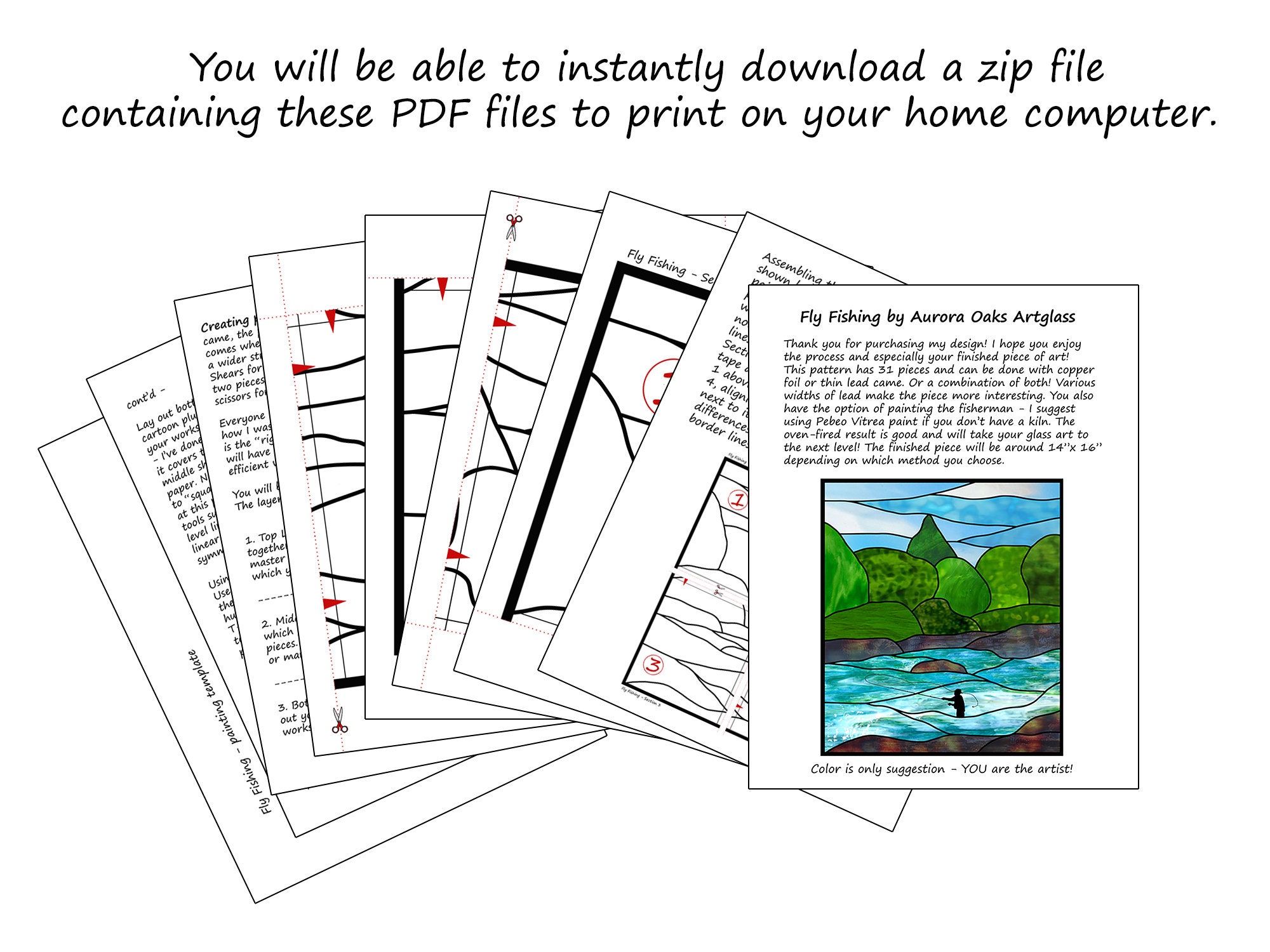 Fly Fishing Stained Glass Pattern Option to Paint Fisherman Etsy