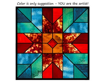 Southwest Stained Glass Pattern: Geometric Mosaic Design (PDF Download)