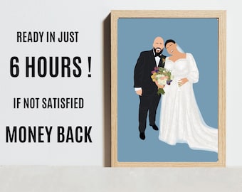 Gesichtslos Hochzeitsportrait, Benutzerdefinierte Minimal Digital Illustration Foto, Hochzeit Minimalist Portrait, druckbare Kunst, personalisiertes Geschenk.