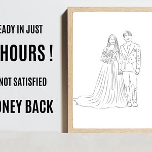 One Line Drawing , Custom Couple Portrait, Custom Family Gift, Personalized Wedding Anniversary Gift, Custom Line From Photo
