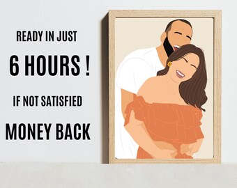 Gesichtslos Valentinstag Porträt benutzerdefinierte minimalistisches digitales Paar digitale Illustration so schnell wie möglich druckbare Kunst Profilbild personalisiertes Geschenk