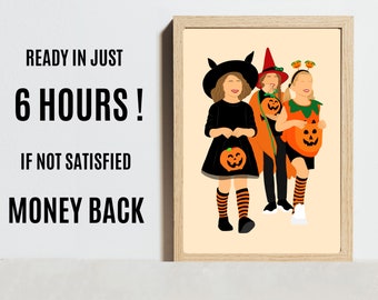 Halloween Digitales Porträt Gesichtslos Digitale Illustration ASAP Druckbare Kunst Profilbild Personalisiertes Geschenk Familienporträt
