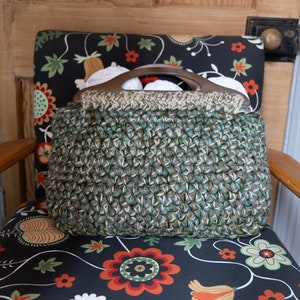 Crocheted Green Mix Chunky Knitting Shopping Bag