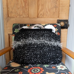Crochet Black Chunky Knitting/Shopping Bag