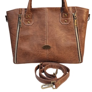 Bolso de mano Rudeneja, bandolera, marrón desgastado, para llevar oculto