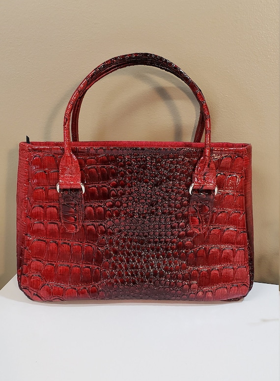 Baker Street Handbag Red Faux Leather Satchel