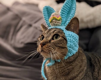 Easter bunny egg crochet cat hat handmade rabbit hat