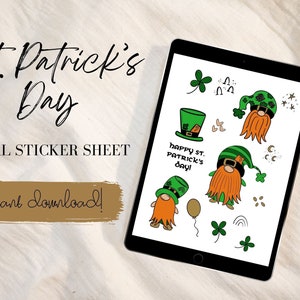 St. Patrick&#39;s Day GoodNotes Sticker Sheet for Digital Planning and Bullet Journal March Monthly Sticker Kit Spring Digital Stickers