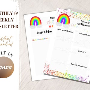 Weekly Teacher Newsletter Canva Template Classroom Weekly Newsletter Rainbow Classroom Template for Teacher Monthly Newsletter for Classroom