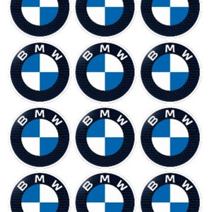 Wafer paper cupcake/cake topper BMW logo.PRE-CUT