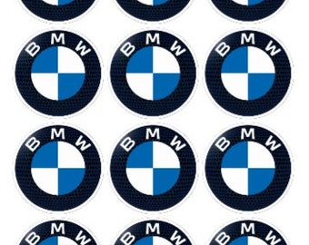 Papier gaufré pour cupcakes/gâteaux avec logo BMW. PRÉDÉCOUPÉ