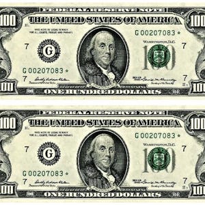 100 Dollar Note essbarer Oblatenkuchen, Cupcake Topper vorgestanzt