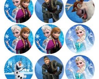 Frozen characters/Elsa/Anna/Kristoff/Hans/Olaf/Sven edible wafer cake/ cupcake toppers. Precutted.