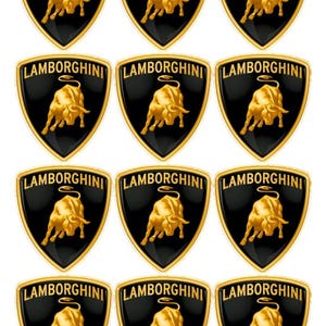 Topper per torta/cupcake in carta da ostia con logo Lamborghini