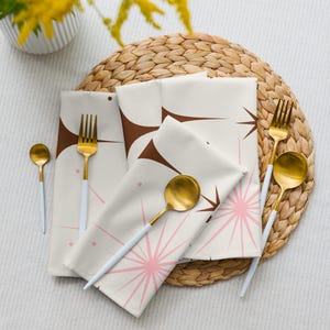 Retro Stars Cloth napkin set (4), Polyester, MCM Cloth Napkins, Mid-Century Modern Napkins