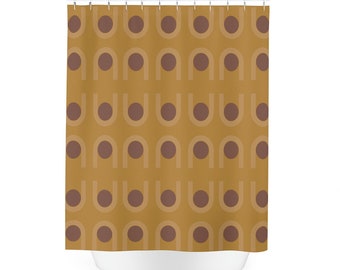 Retro Geometric Shower Curtain, Mid Century Modern Shower Curtain, MCM, 100% Polyester Shower Curtain, 71"x74"