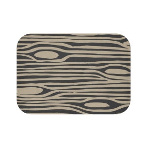 Abstract Black/Dark Gray and Tan Wood Grain Pattern, Vintage-Inspired Bath Mat, Modern Bath Mat,100% Microfiber Bath Mat, 24&quot; x 17&quot;