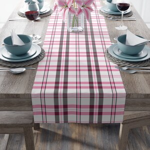 Plaid Table Runner, Blck/Pink/Purple/White, Christmas Table Runner, Valentine&#39;s Table Runner, WINTER, 16&quot;x72&quot; ro16&quot;x90&quot;