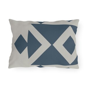 Bold Blue and Geometric Shape Outdoor Lumbar Pillow, MCM Lumbar Pillow, Lumbar Outdoor Pillow, Polyester, 20&quot;x14&quot;
