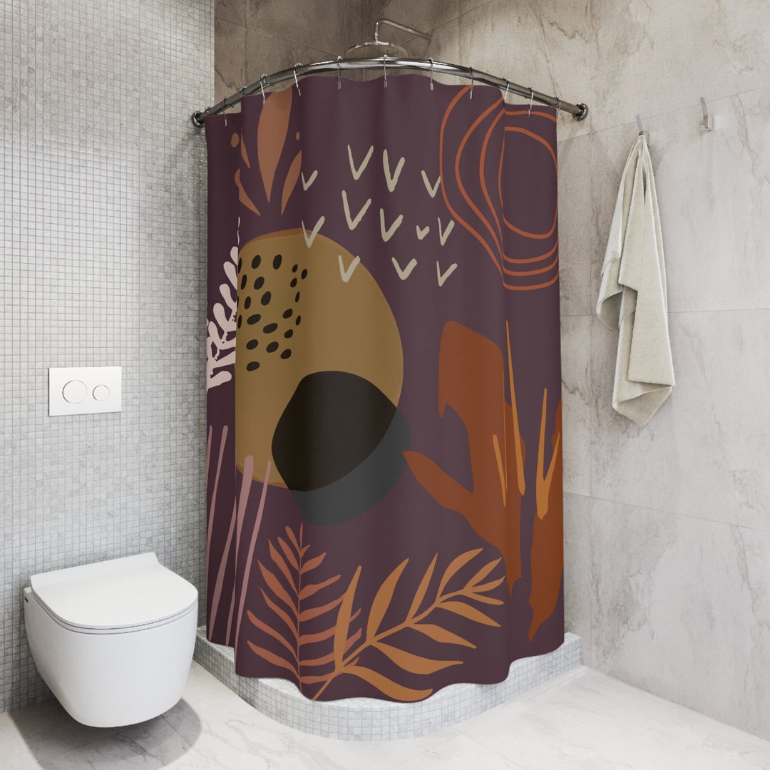 Purple Abstract Shower Curtain, MCM Shower Curtain, Modern Shower