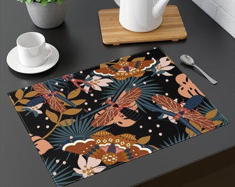 Moody Bugs Placemat, Insect Placemat, Black and Brown 18"x24"