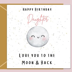 verjaardag dochter - hou van je tot de maan en terug - gepersonaliseerd - aangepaste kaart voor dochter-mama - familie - moeder - moeder - stijlvol - kunst