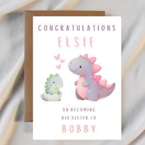 Felicitaciones hermana mayor - nuevo bebé - bienvenida al mundo - personalizada - tarjeta personalizada para nuevo bebé niño o nueva niña