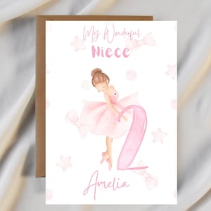 für meine wundervolle Nichte - Geburtstagskarte - Ballerina - kleines Mädchen - personalisiert - für Tochter - Familie - Freundin - Tante