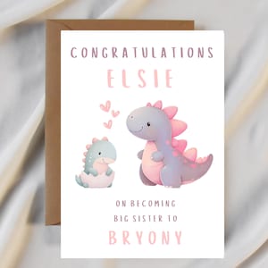 Felicitaciones hermana mayor - nuevo bebé - bienvenida al mundo - personalizada - tarjeta personalizada para nuevo bebé niño o nueva niña