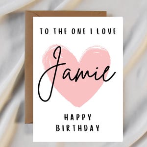 Feliz cumpleaños a quien amo - corazón rosa - personalizado - tarjeta personalizada para pareja - esposo - familia - esposa - mamá - madre - elegante