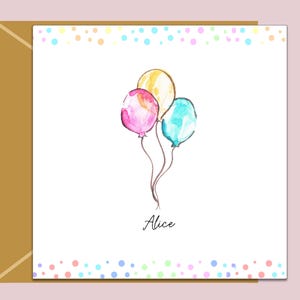 palloncini pastello compleanno - personalizzato - biglietto personalizzato per amica - sorella - famiglia - moglie - mamma - madre - elegante - arte
