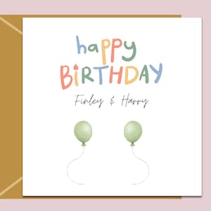 ballons anniversaire jumeaux - personnalisés - carte personnalisée pour jumeaux - frères - couple