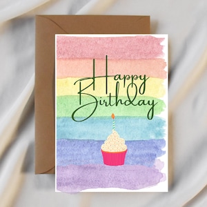 Personalised birthday rainbow card for him or her LGBT+